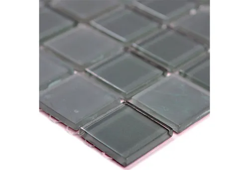 Mosafil Mosaikfliesen Glasmosaik Fliesen Bommel Grau Anthrazit, Glas 30.000x30.000, grau-anthrazit, Verlegefertig auf ein Netz geklebt