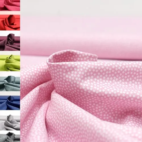 MAGAM-Stoffe Keno Tupfen Baumwollstoff Oeko-Tex Meterware 50cm (21. Weiß rosa)