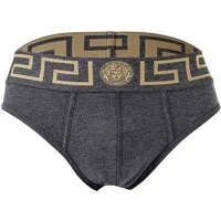 Versace Topeka Slip - Eleganter Herren Slip von VERSACE. Hochwertige Unterwäsche mit stilvollem Greca-Muster und Medusa-Motiv am elastischen Bund für einen besonderen Look.