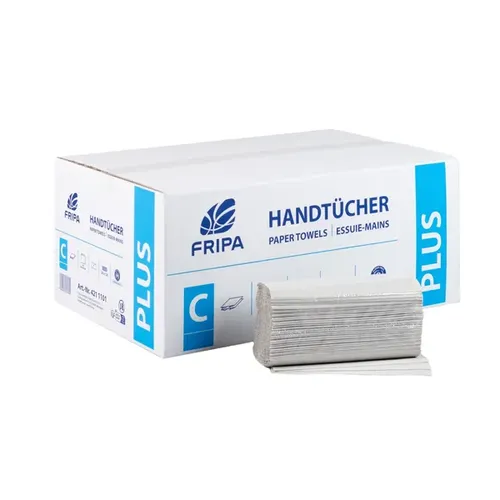 Fripa Handtuchpapier Plus natur 1-lagig - Waschraumausstattung, 100 % Recyclingpapier, ideal zur Vermeidung von Keimverschleppung in öffentlichen Hygienebereichen