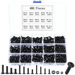 Schrauben M3 M4 M5 Linsenkopf Kreuzschlitz Muttern Schwarz 480 - Schrauben M3 M4 M5 Linsenkopf Kreuzschlitz Muttern Schwarz 480 – das umfassende Befestigungs-Set für alle DIY-Projekte. Mit 480 Teilen in verschiedenen Längen und robustem Design bist du bestens gerüstet für Möbelmontagen und Reparaturen.