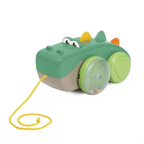 Chicco, Krokodil Pull Along Eco+, Nachziehspielzeug, 50 cm Langes Seil, Räder mit Kugeln, Taumelbewegung, Recycelter Kunststoff, Made in Italy, Kinderspielzeug von 12-36 Monaten