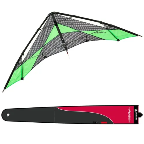 HQ Lenkdrachen Speed & Power Arrow M - Hochgeschwindigkeits-Drachenfliegen - Outdoor-Spielzeug: Arrow M bietet hohe Fluggeschwindigkeit und Präzision, ideal für anspruchsvolle Piloten. Robustes Segel aus Ripstop-Polyester und Carbon-Gestänge für ein aufregendes Flugerlebnis.