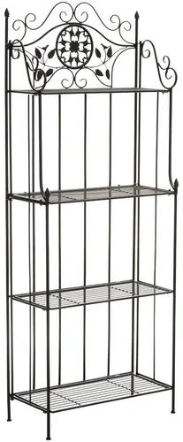 CLP Standregal Flora Eisen, 1er, schwarz mit 4 Ablagefächern - Stylisches Standregal aus robustem Metall mit 4 Ablagefächern. Ideal für Bücher und Deko, passt perfekt in jedes Zimmer und sorgt für Ordnung.