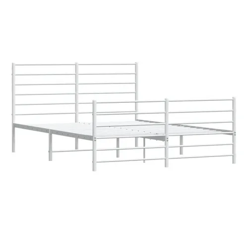 Bettgestell Metall Weiß 160x200 cm - Robustes Bettgestell aus pulverbeschichtetem Stahl mit praktischem Kopf- und Fußteil, ideal für zusätzlichen Stauraum und optimale Matratzenunterstützung.