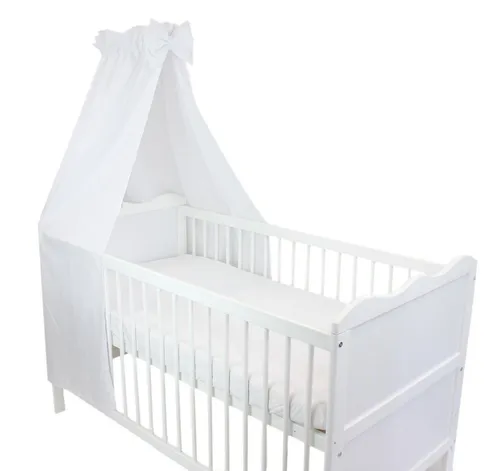 TupTam Betthimmel Babybett Himmel mit Schleifchen, Weiß - Betthimmel aus 100% Baumwolle, sorgt für eine gemütliche und stilvolle Schlafumgebung für Ihr Baby.