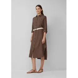 s.Oliver Midikleid Kleid Hemdblusenkleid im Relaxed Fit mit geflochtenem Gürtel braun XXL (44)