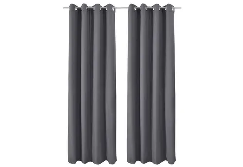 Beautissu Amelie Luna Ösenschal 2er Set, 140x245cm, Anthrazit - Fertiggardinen aus 100% Polyester, thermo und energiesparend, ideal für stilvolle Fensterdekoration und optimale Lichtregulierung.
