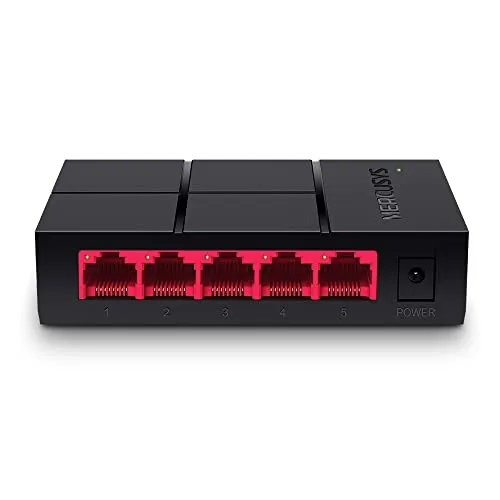 Mercusys MS105G 5-Ports Gigabit Netzwerk Switch, Automatische Aushandlung, Automatische MDI/MDIX-Umschaltung, Plug and Play, MAC-Adressen-Lernen, 105×70×24.9 mm