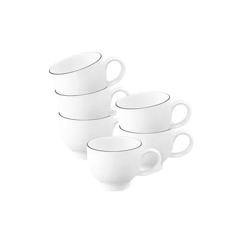 Seltmann Weiden Lido Black Line Espressotasse 90 ml - 6er Set - Thermobehälter: Hochwertige Porzellantassen mit elegantem Black Line Design, spülmaschinenfest und ideal für entspannte Kaffeepausen.