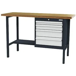 Simplaflex Werkbank CL6004KW15, 150 x 96 x 60cm - Robuste Werkbank mit 4 Schubladen, Traglast bis 800 kg und ergonomischen Griffleisten. Ideal für professionelle Werkstätten und Hobbybastler. Made in Germany.