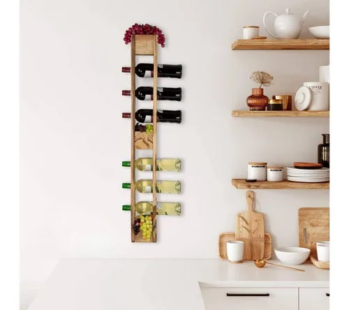 K&L Wall Art Weinflaschenhalter aus Kiefernholz - Weinflaschenhalter im Vintage-Stil aus massivem Kiefernholz, rustikal braun, ideal für Weinliebhaber und stilvolle Innenräume.