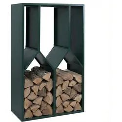 Brennholzlager MCW-P76 – Stilvolles Kamin- und Feuerholzregal 160x95x50cm in Grün