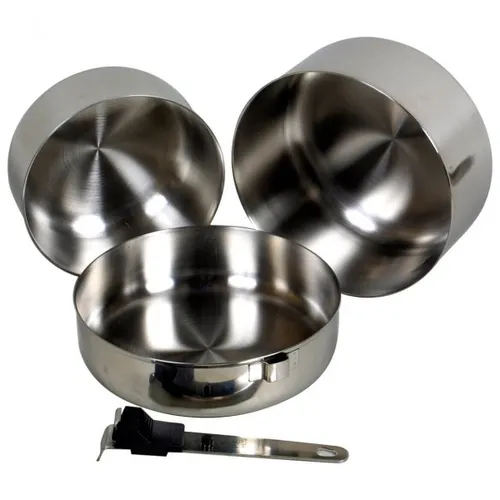 Basic Nature Biwak Edelstahl Kochset 1,1 + 1,8 l