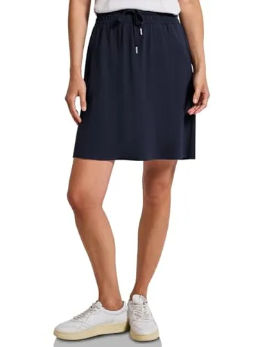 STREET ONE Damen A361770 Jogg Skirt, Deep Blue, 44W - Damen Röcke: Bequemer Jogg Skirt mit elastischem Bund und weichem Viskosemix, ideal für lässige Looks und hohen Tragekomfort.
