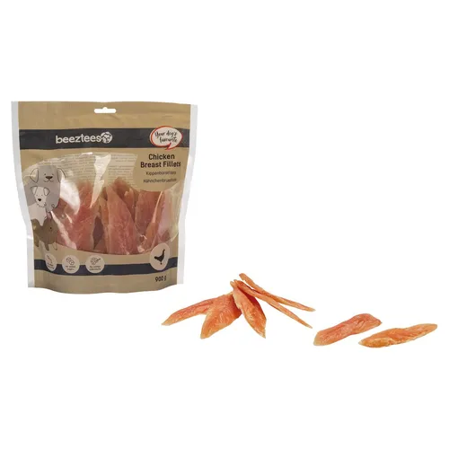 Beeztees Hähnchenbrustfilets für Hunde 900 g - Leckereien für Vierbeiner - Leckerbissen für Hunde, ideal als Belohnung oder Snack. Die hochwertigen Hähnchenbrustfilets sind besonders schmackhaft und fördern die Freude am Fressen.