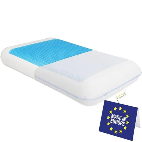 SLEEP COMFY Luxus XL Memory Foam Gel Kühlendes Kopfkissen (Zommer & Winter) Oeko-TEX Orthopädisches Nackenkissen, Kühlkissen Gelkissen für Seitenschläfer, Cooling Pillow