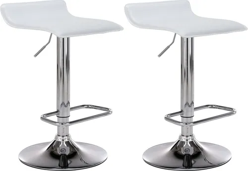 CLP Barhocker Dyn 2er Set - Höhenverstellbar & Drehbar, Weiß - Barhocker-Set mit bequemen Kunstledersitzen und stabilen Metallgestellen in Chrom-Optik. Ideal für Küche und Esszimmer, leicht zu reinigen und in 10 Farben erhältlich.