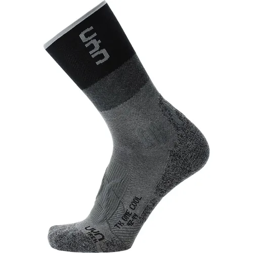 Uyn MAN Trekking One Cool Socks grau/schwarz 45/47 - Sportsocken für Trekking und Wandern, mit innovativer ZEROCUFF-Technologie für optimale Blutzirkulation und COOL AIR FLOW für kühle Füße bei langen Touren.