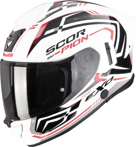 Scorpion EXO-530 Air Slope Integralhelm - Weiß/Schwarz/Rot - S - Der Scorpion EXO-530 AIR bietet verbesserten Komfort und Sicherheit für Motorradfahrer. Mit aerodynamischem Design und innovativem Belüftungssystem sorgt er für ein angenehmes Fahrgefühl und optimale Sicht.