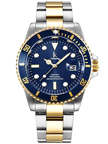 Alienwork Armbanduhr Herren Damen - Elegante Marineblaue Edelstahl Uhr - Armbanduhren für Herren mit ganggenauem Japanischem Quarzwerk und gehärtetem Mineralglas. Ideal für jeden Anlass, passt perfekt zu lässigen und eleganten Outfits.