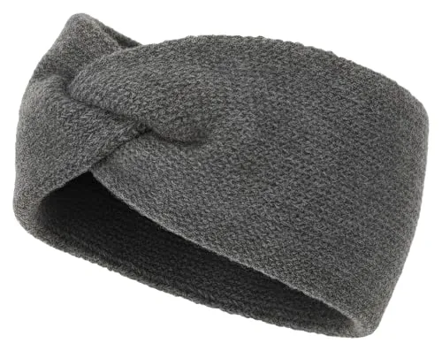 styleBREAKER Damen Feinstrick Stirnband mit Twist Knoten Detail | weiches elastisches Haarband | warmes Einfarbiges Kopfband für Herbst und Winter, Farbe:Dunkelgrau