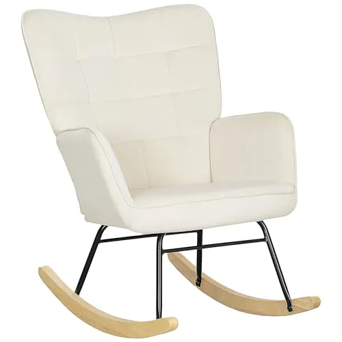 HOMCOM Schaukelstuhl aus Samt - Sessel mit großzügiger Sitzfläche und weicher Polsterung für entspannende Auszeiten nach einem langen Arbeitstag.