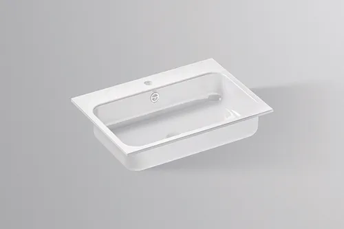 Alape Stream Einbaubecken EB.SR650H, rechteckig 65 x 47,2 cm - Elegantes Badkeramik Waschbecken in Weiß, mit 1 Hahnloch und Überlauf, inklusive Überlaufgarnitur und Befestigungsset für einfache Installation