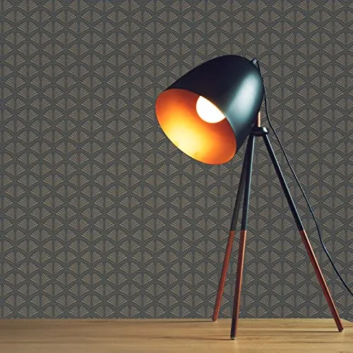 TADESSI Tapete Art Deco M1-No.652 Vliestapete Grau Gold Designtapete Geometrisch für Wohnzimmer Schlafzimmer Küche