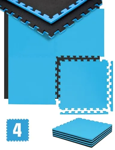 eyepower 50x50cm Fitnessmatte - 4 große EVA Puzzlematten für dein Homegym - Sportmatten aus 4 Puzzle Teilen, schall- und rutschfest für sicheres Training. Ideal für Fitness, Kampfsport und mehr. Leicht zu verstauen und unendlich erweiterbar.