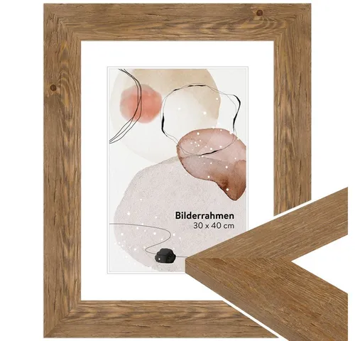 WANDStyle Bilderrahmen H780, Eiche-Optik - Einzelrahmen aus Massivholz im rustikalen Design, ideal für Schwarz-Weiß-Fotos und Urlaubsbilder, bringt Strandhaus-Feeling in dein Zuhause.