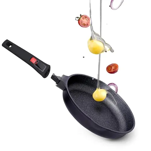 INTIGNIS® Bratpfanne 30cm – Antihaft & Kratzfest - Bratpfanne mit abnehmbarem Griff für platzsparende Aufbewahrung. Hochbelastbare Materialien garantieren Langlebigkeit und hervorragende Antihaft-Leistung für gesünderes Kochen.