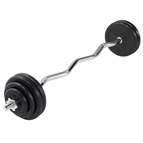 GORILLA SPORTS® Hantelset 35kg mit SZ-Stange - Ideal für Krafttraining - Optimales Hantelset für effektives Krafttraining zu Hause oder im Fitnessstudio. Mit sicherem Sternverschluss und bodenschonenden Gummigewichten für ein komfortables Workout.