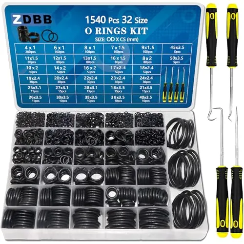 ZDBB 32 Größe 1540 Pcs O Ringe Sortiment Kit metrischen Nitrilkautschuk Oring Set mit 4 Pick für Automotive Wasserhahn Hochdruckreiniger Sanitär Luft oder Gas Reparatur OD 4mm-50mm