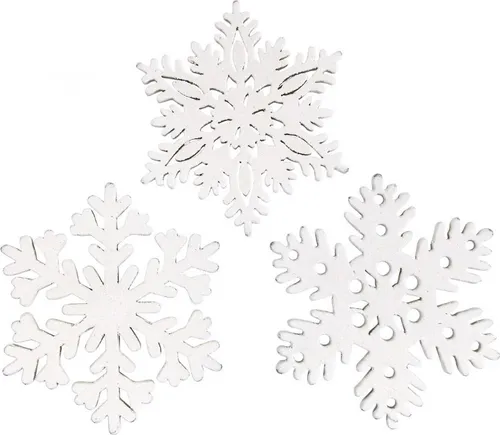 Streudeko Schneeflocke Eiskristall Holz Weiß Tischdeko Weihnachten 3,5cm 72 Stück