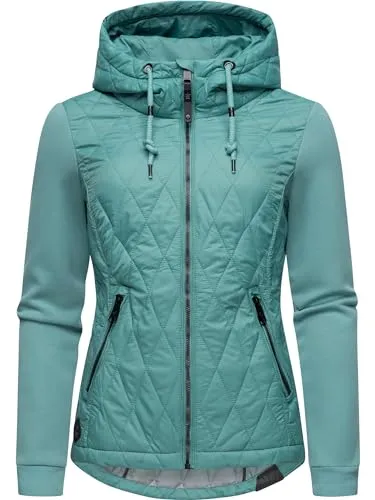 Ragwear Damen Übergangsjacke Lucinda Ocean Green 4XL - Leichte Steppjacke für Damen mit weichen Ärmeln und Kapuze, ideal für Frühling und Herbst. Figurumschmeichelnder Schnitt und hoher Tragekomfort für Outdoor-Aktivitäten.