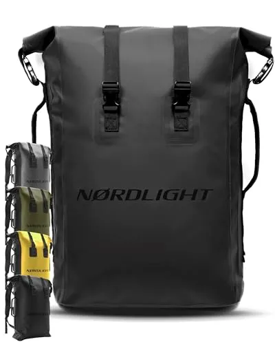 Nordlight Dry Bag 35l - Wasserdichter Roll Top Rucksack für Abenteuer - Wasserdichte Tasche für Wassersport, Fahrrad und Trekking. Mit 35L Fassungsvermögen schützt er Ihre Sachen zuverlässig vor Feuchtigkeit und ist dank verstellbarer Schultergurte äußerst komfortabel.