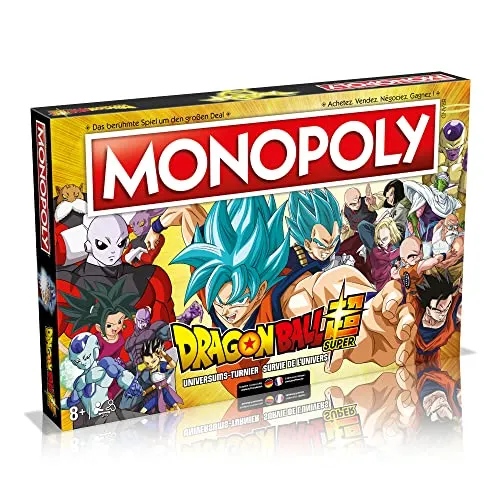 Monopoly - Dragon Ball Super (deutsch/französisch) - Gesellschaftsspiel für Fans von Dragon Ball Super, erlebe spannende Abenteuer mit Son Goku und Vegeta im beliebten Monopoly-Format.