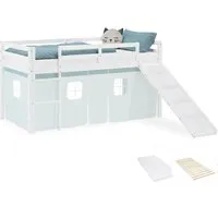Homestyle4u Kinder Hochbett 90x200 mit Rutsche und Matratze in grün von Homestyle4u