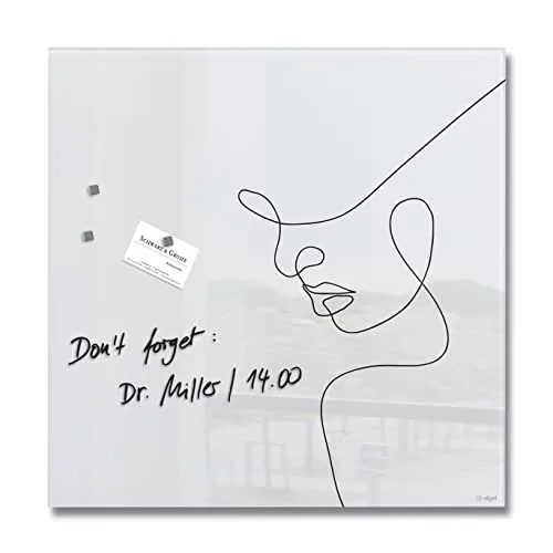 SIGEL GL295 Premium Glas-Magnettafel 48x48 cm - Stilvolles Design für Büro und Homeoffice - Memoboards: Hochglänzende Glas-Magnettafel mit 3D-Look, inkl. 3 starken Neodym-Magneten. Ideal für kreative Notizen und stilvolle Präsentationen.