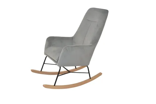 möbel direkt online Schaukelsessel Hanni - Stylischer Schaukelsessel mit robustem Metallgestell und bequemer, schaumstoffgepolsterter Sitzschale. Der edle Samtbezug und die massiven Holzfüße sorgen für ein gemütliches Ambiente. Ideal zum Entspannen!