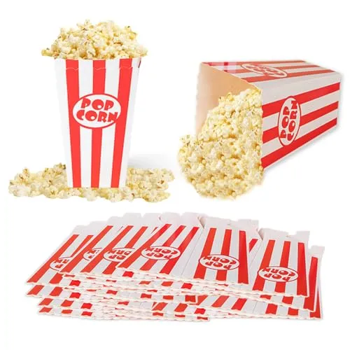 YZROHYI 30 Pcs Popcornschachtel Klein,Popcorntüten Gestreift,Popcorn Boxen,Popcornbecher Papier,Popcornmaschine Zubehör,SüßIgkeiten Behälter Pappe,Candy Tüten Papier für Snacks Geschenk-7x 5x 11.5 cm