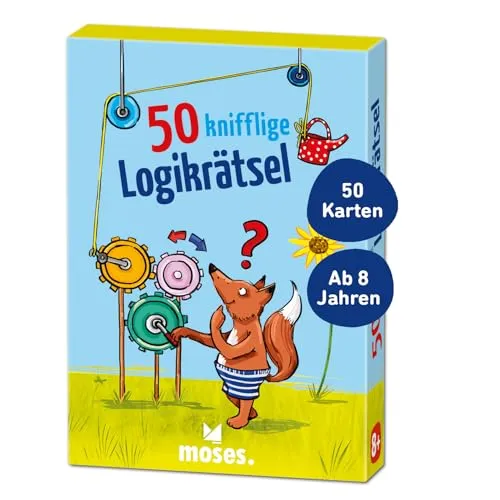 moses. 50 knifflige Logikrätsel – lustiges Rätselspiel mit Denksportaufgaben für Kinder ab 8 Jahren, 50 Karten voller Knobeleien für clevere Kids