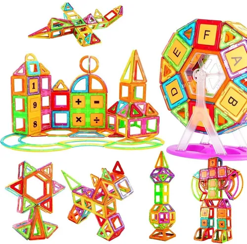 FANNOU Magnetische Fliesen Kinderspielzeug - 110 Teile - Entdecken Sie die Welt des Spielens mit diesem magnetischen Baustein-Set! Ideal für die Förderung von Kreativität und Problemlösungsfähigkeiten. Sicher und robust, perfekt für Kinder und einfach zu verstauen.