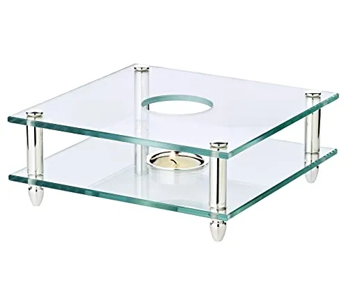EDZARD Stövchen Carmen - Elegante Warmhalteplatte für Tee und Kaffee - Stövchen aus Glas & Silber (19x19 cm) hält Getränke in idealer Trinktemperatur und dient gleichzeitig als stilvoller Teelichthalter für jeden Tisch.