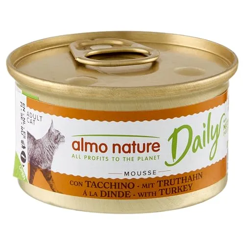 almo nature Daily Grain Free Katzenfutter, Mousse mit Truthahn, Alleinfutter für Katzen, Nassfutter 24er Pack (24 x 85g)