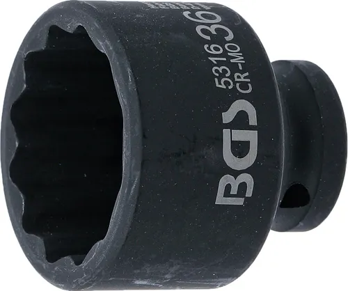 BGS Kraft-Steckschlüssel-Einsatz Zwölfkant | Antrieb Innenvierkant 12,5 mm (1...