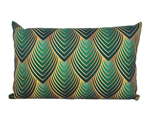 JACK 30x50cm Motiv Outdoor Lounge Kissen Dekokissen inkl. XXL-Füllung Wasserabweisend Sitzkissen Garten Stuhl Lotus Effekt, Farbe:Blatt Grün