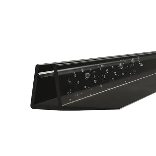 WITEN&NOCK schwarze Duschdichtung 2 x 195cm Ersatzdichtung für 5-6mm Dusche Wasserabweiser Dichtungsprofiler Dichtung Gerade Gummilippe 15mm