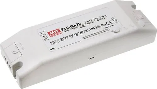 Mean Well MW PLC-60-27 LED-Treiber - LED-Trafo für konstante Spannung und Strom, 62W, ideal für effiziente Beleuchtungslösungen in Elektroinstallationen.